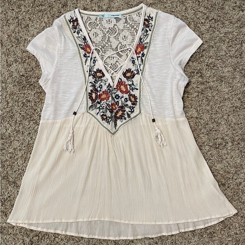 Maurice’s Embroidered Babydoll Top